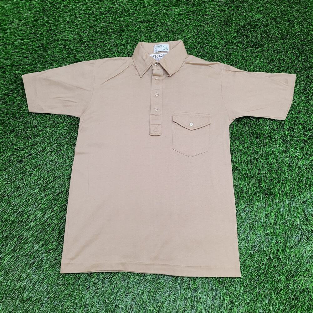 Vintage 80s Cross-Creek MOD Polo Shirt Small 18x26 Beige
